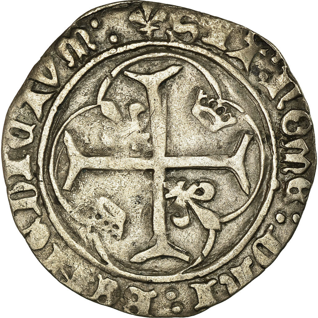 Coin, France, Charles VII, Blanc à la couronne, Angers, EF(40-45), Billon