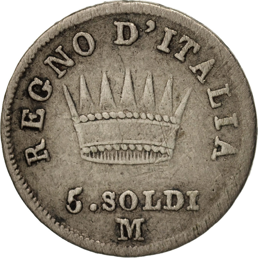 États italiens, Napoleon I, 5 Soldi, 1812, Milan, KM:5.1