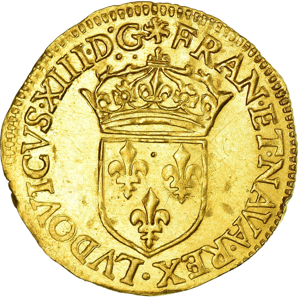 Moneta, Francja, Louis XIII, Ecu d'or, 1623, Rouen, AU(55-58), Złoto