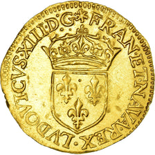 Moeda, França, Louis XIII, Ecu d'or, 1623, Rouen, AU(55-58), Dourado