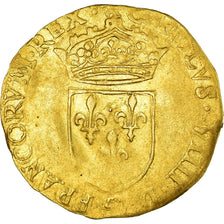 Moeda, França, Charles IX, Ecu d'or, 1573, Rouen, VF(20-25), Dourado
