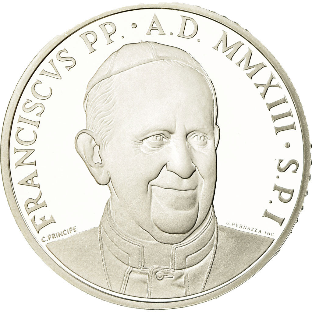 Vatican, Pape François, 10 Euro, Prière mondiale, 2013, MS(65-70), Silver