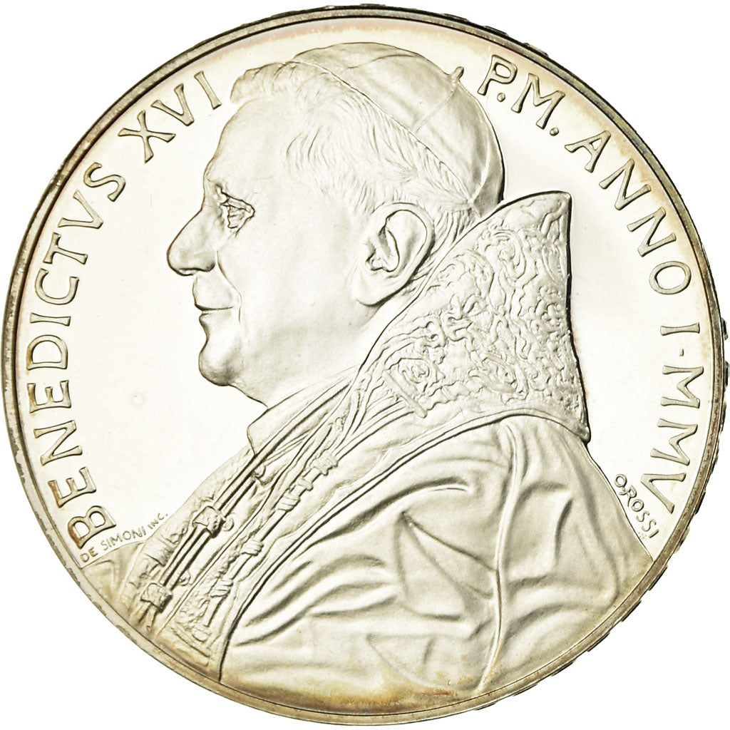 Vatican, Pape Benoit XVI, 5 Euro, Fin seconde guerre, 2005, MS(65-70), Silver