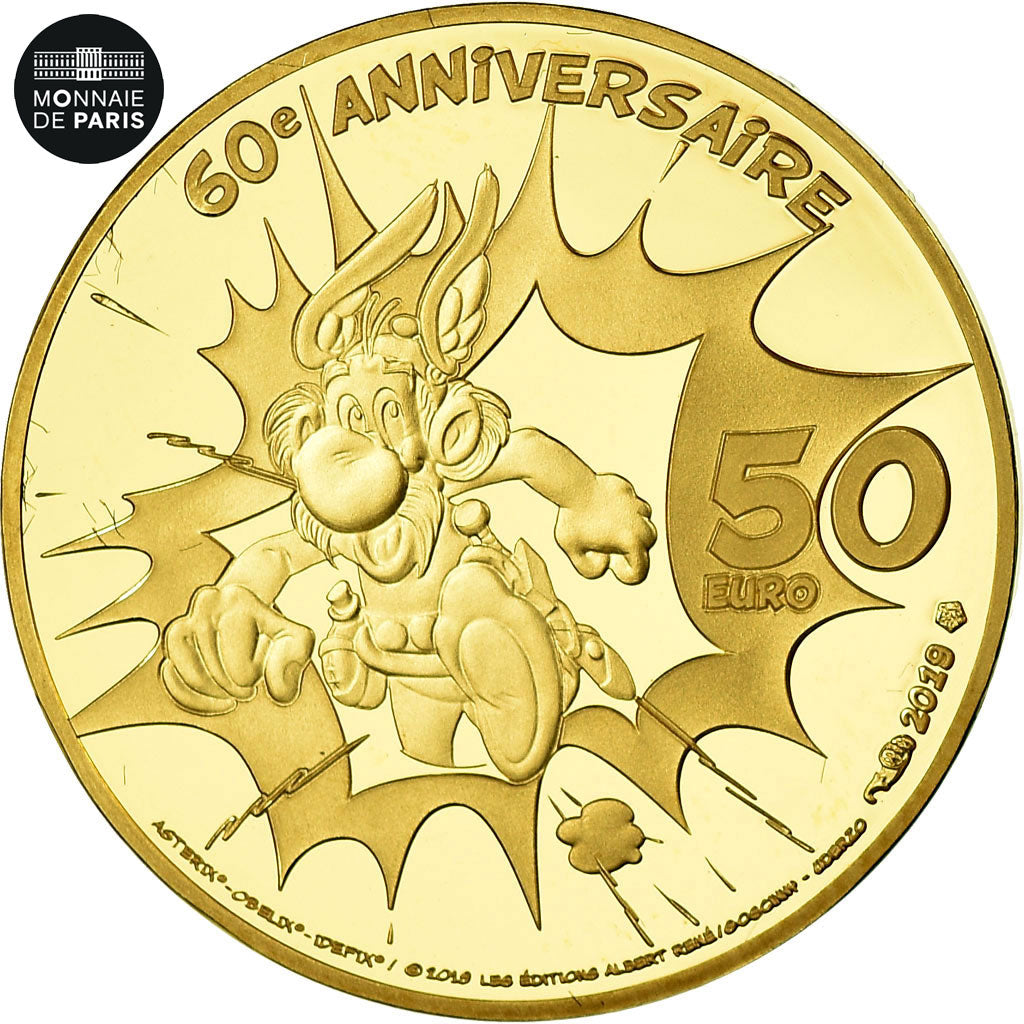 France, Monnaie de Paris, 50 Euro, Astérix, 2019, FDC, Or