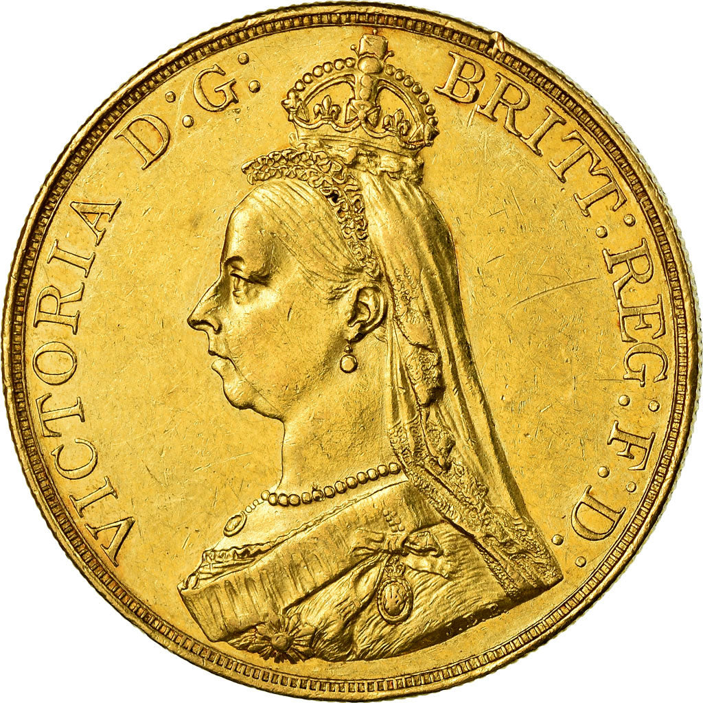 Coin, Great Britain, Victoria, 5 Pounds, 1887, EF(40-45), Gold, KM:769