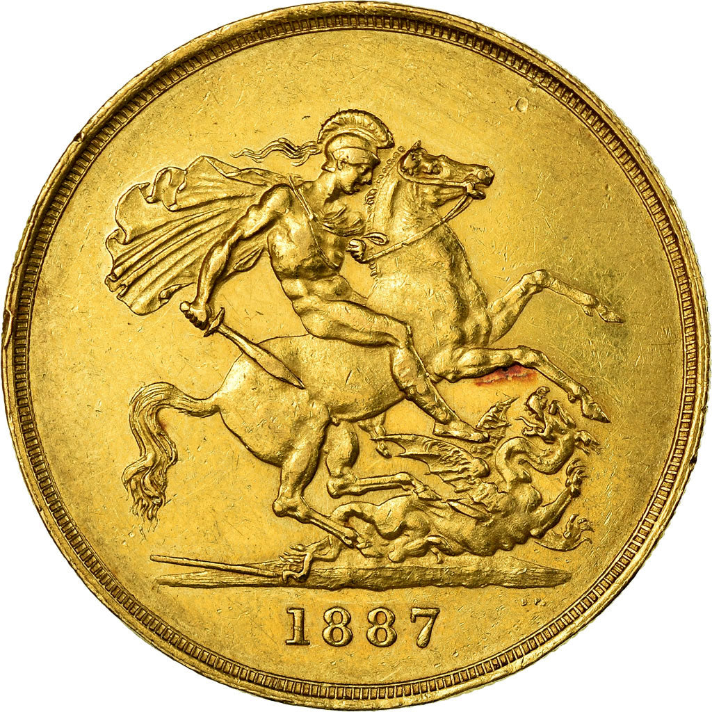 Coin, Great Britain, Victoria, 5 Pounds, 1887, EF(40-45), Gold, KM:769
