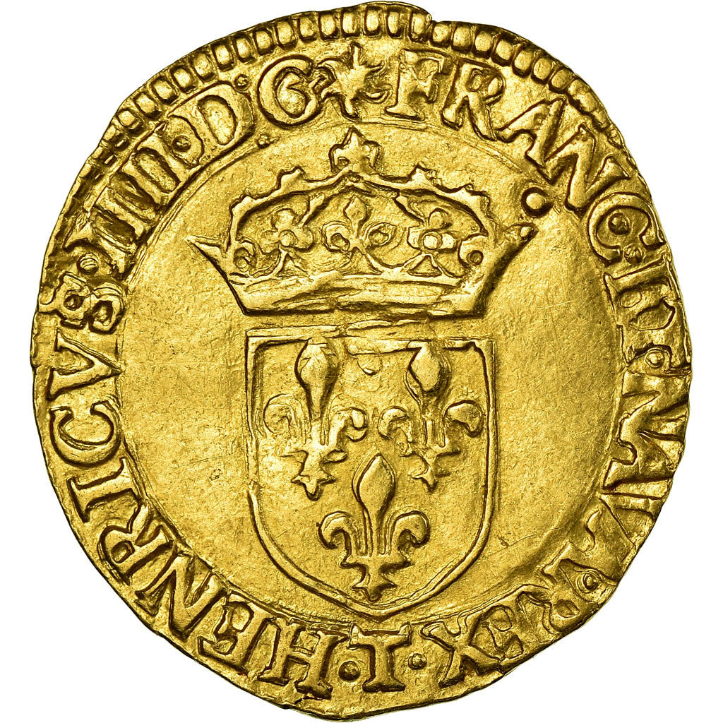 Moneta, Francja, Henri IV, Ecu d'or, 1599, Nantes, AU(55-58), Złoto, KM:11.10