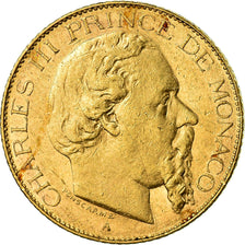 Coin, Monaco, Charles III, 20 Francs, Vingt, 1879, Paris, EF(40-45), Gold, KM:98