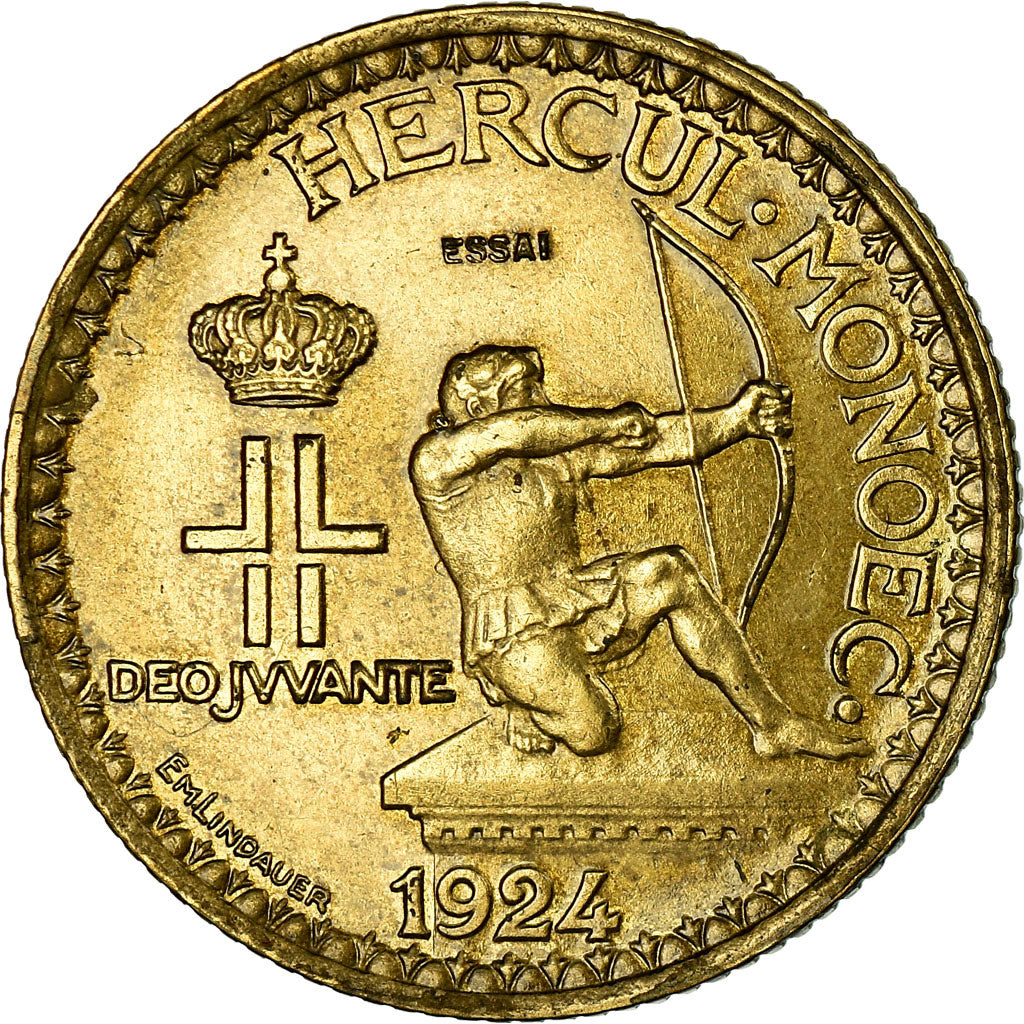 Coin, Monaco, 2 Francs, 1924, Poissy, ESSAI, AU(55-58), Aluminum-Bronze, KM:E4