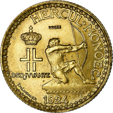 Moneta, Monaco, 2 Francs, 1924, Poissy, PRÓBA, AU(55-58), Aluminium-Brąz