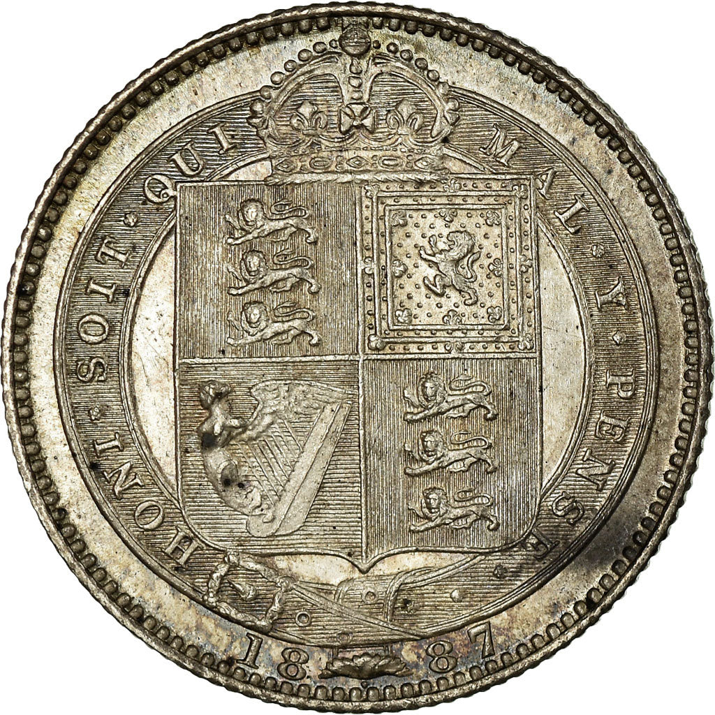 Coin, Great Britain, Victoria, Shilling, 1887, MS(63), Silver, KM:761