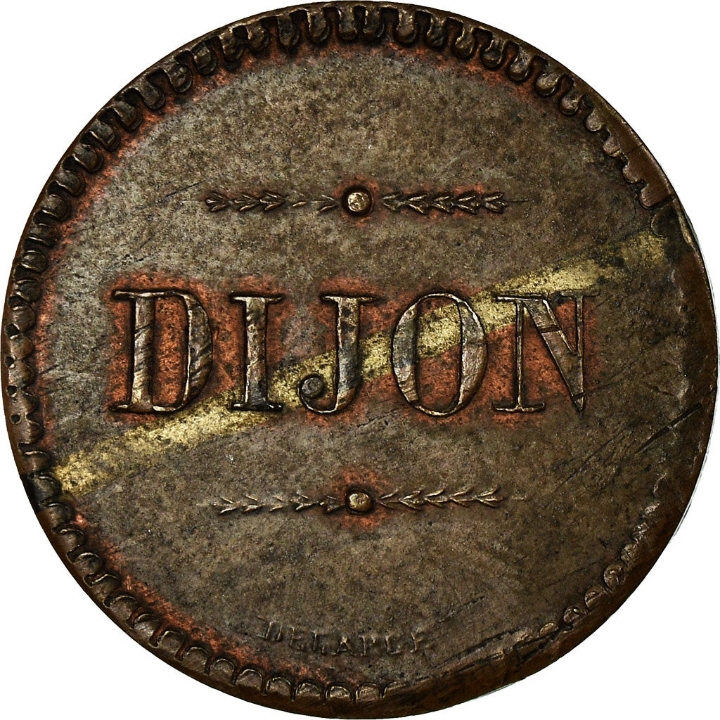 Moeda, França, Delarue, 5 Centimes, Dijon, ENSAIO, EF(40-45), Bronze