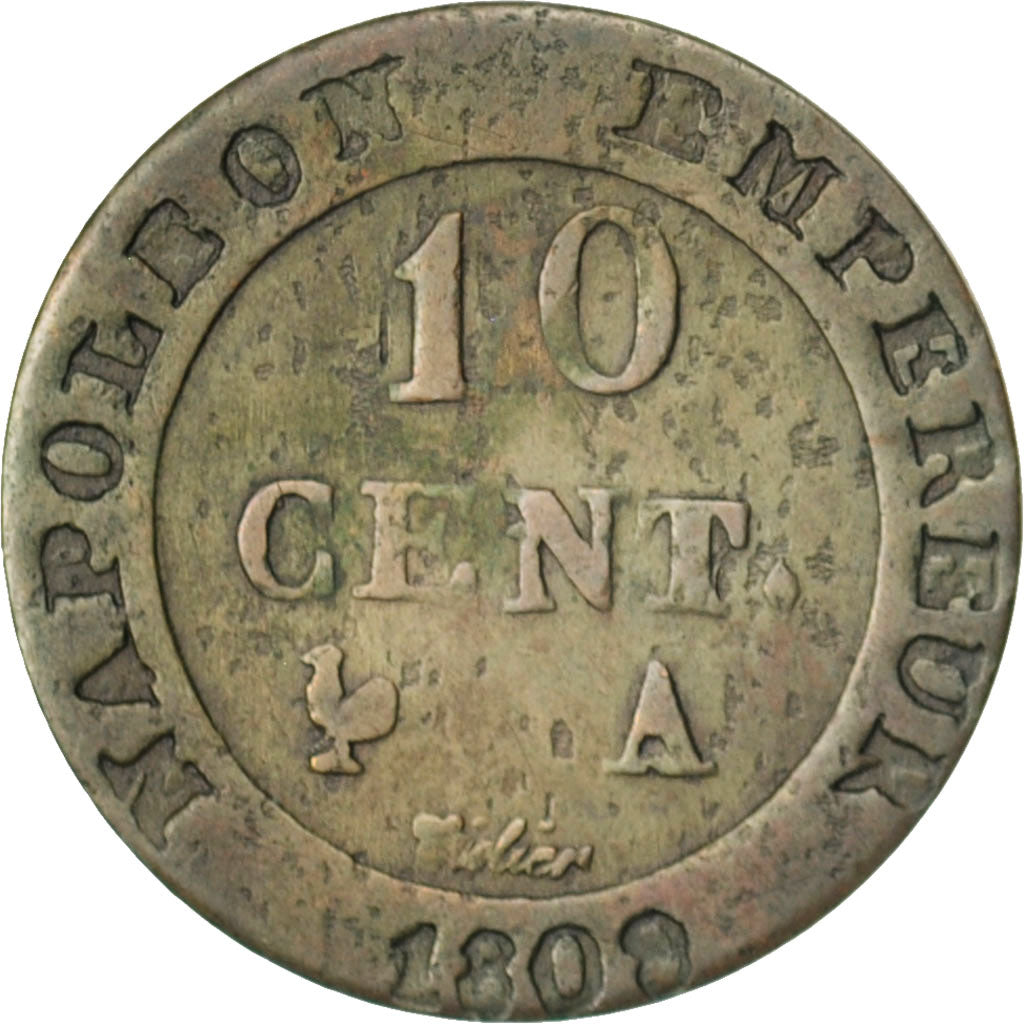 France, Napoléon I, 10 Centimes, 1808, Paris, KM:676.1