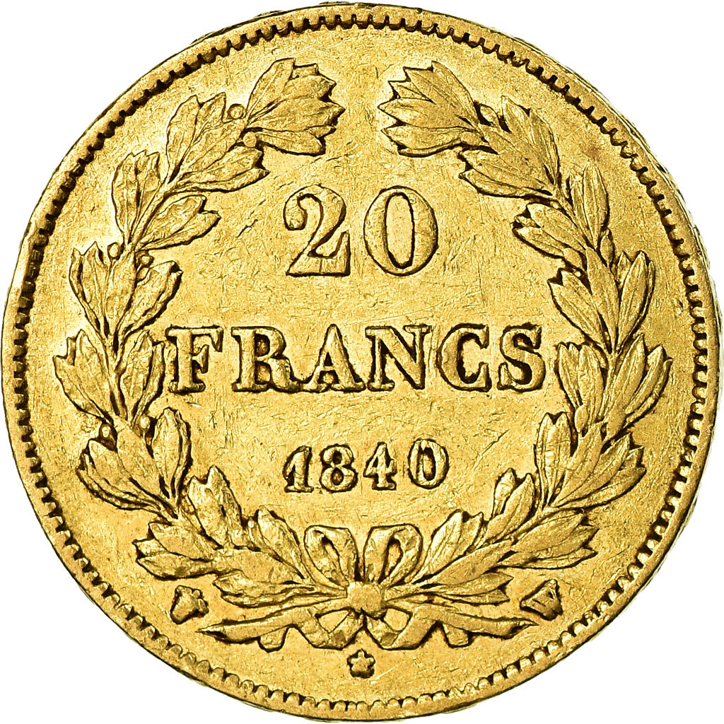 Moeda, França, Louis-Philippe, 20 Francs, 1840, Lille, EF(40-45), Dourado