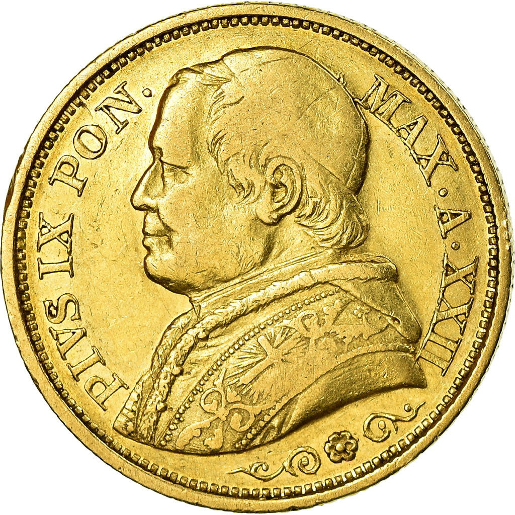 Coin, ITALIAN STATES, PAPAL STATES, Pius IX, 20 Lire, 1867, Roma, EF(40-45)