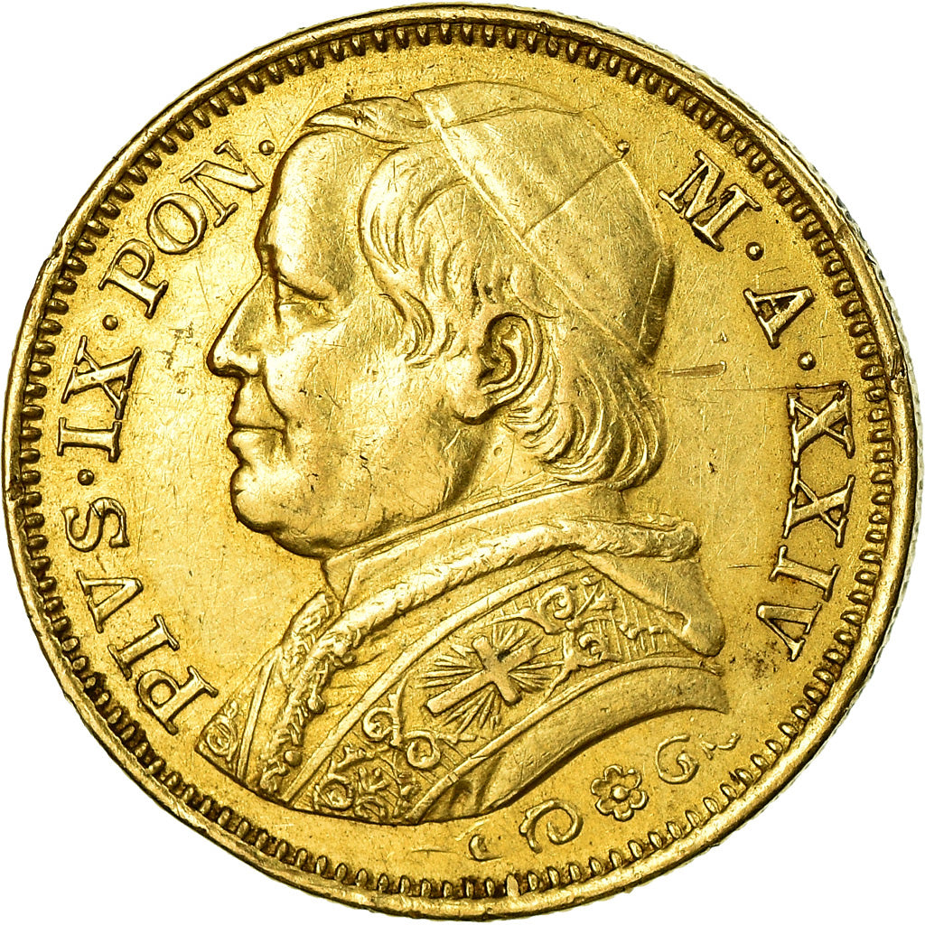 Münze, Italien Staaten, PAPAL STATES, Pius IX, 20 Lire, 1869, Roma, SS, Gold