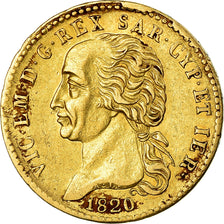 Moeda, ESTADOS ITALIANOS, SARDINIA, Vittorio Emanuele I, 20 Lire, 1820, Torino