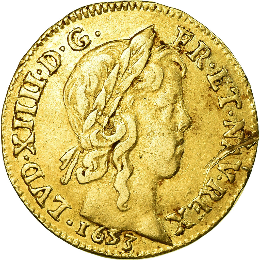 Moneta, Francja, Louis XIV, Louis d'or à la mèche longue, Louis d'Or, 1653