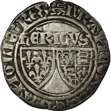 Moeda, França, Henri VI, Blanc aux Écus, 1422, Rouen, EF(40-45), Lingote