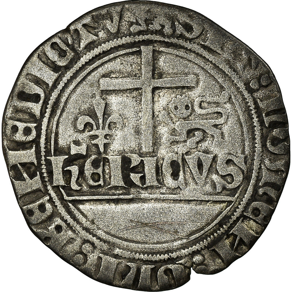 Coin, France, Henri VI, Blanc aux Écus, 1422, Rouen, EF(40-45), Billon