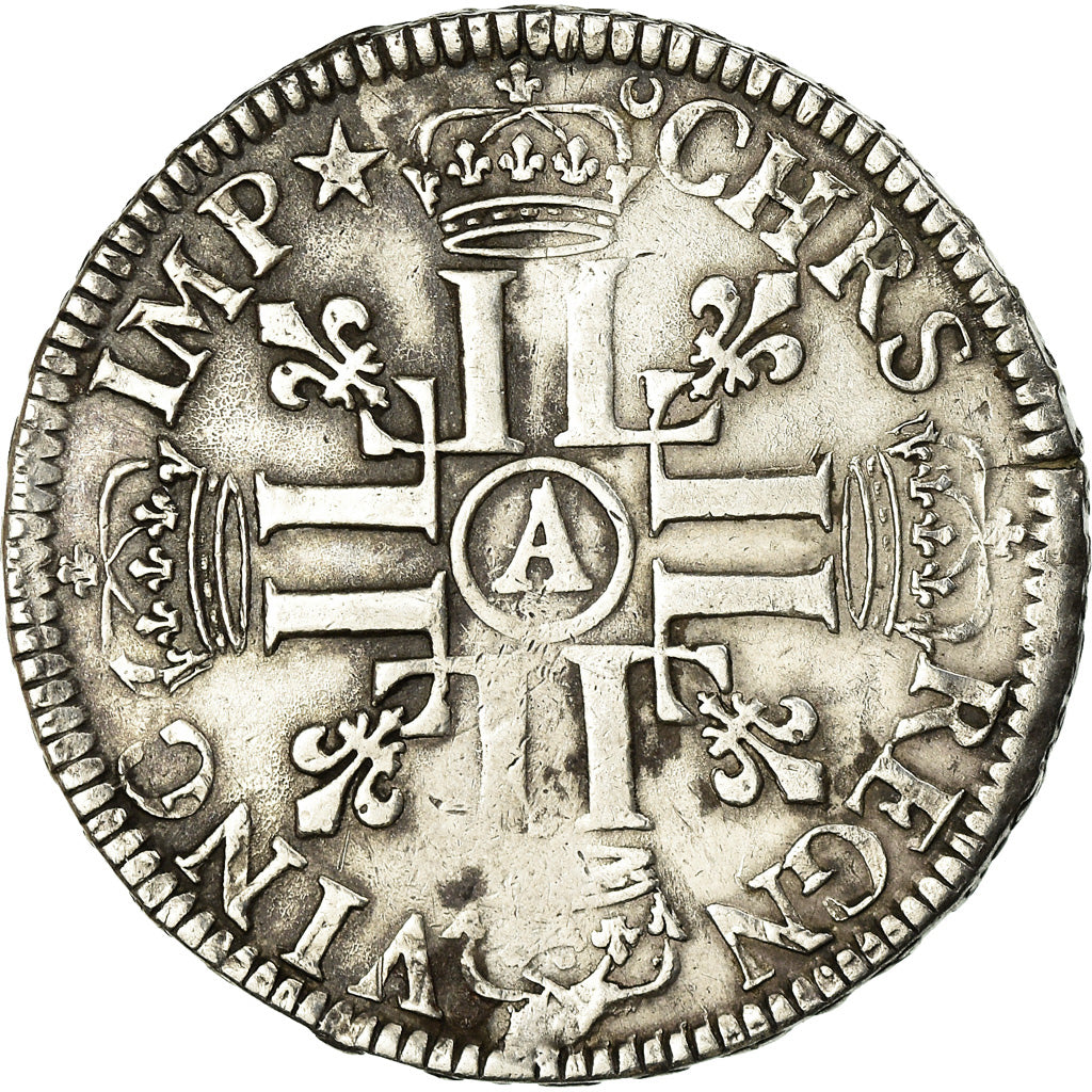 Coin, France, Louis XIV, Écu aux 8 L, Ecu, 1690, Paris, VF(30-35), Silver