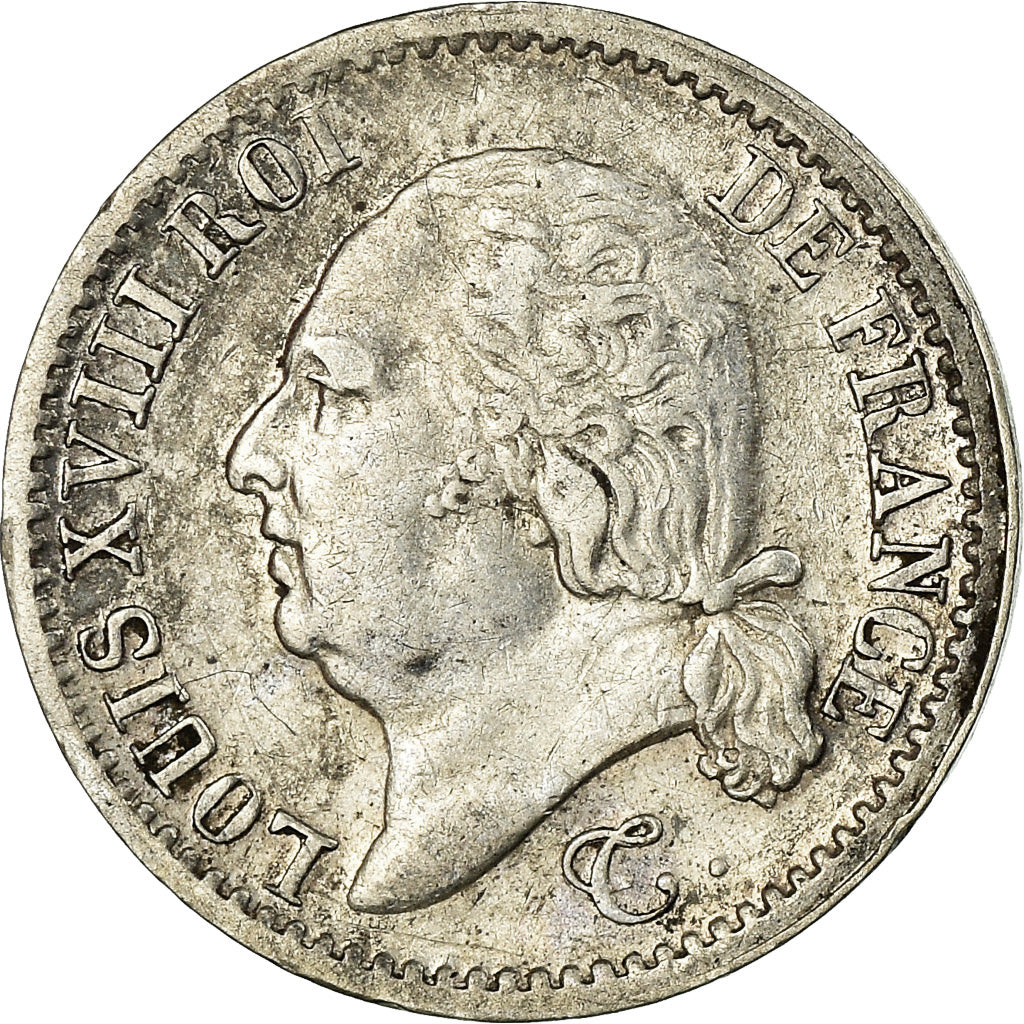 Munten, Frankrijk, Louis XVIII, Louis XVIII, 1/4 Franc, 1822, Rouen, ZF, Zilver