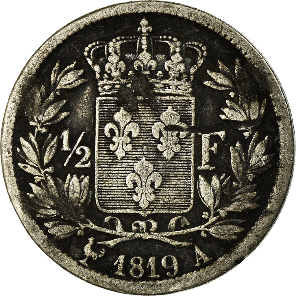 Munten, Frankrijk, Louis XVIII, Louis XVIII, 1/2 Franc, 1819, Paris, FR, Zilver