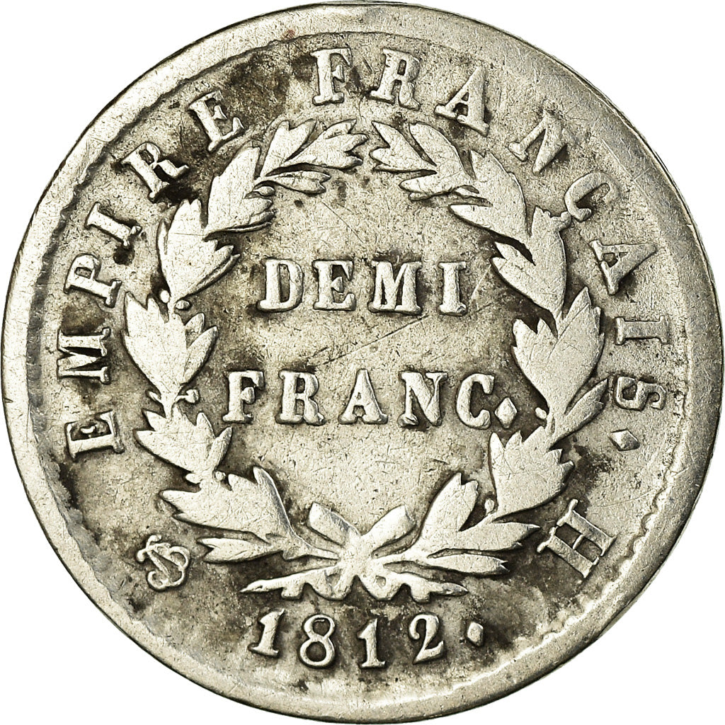 Coin, France, Napoléon I, 1/2 Franc, 1812, La Rochelle, VF(20-25), Silver