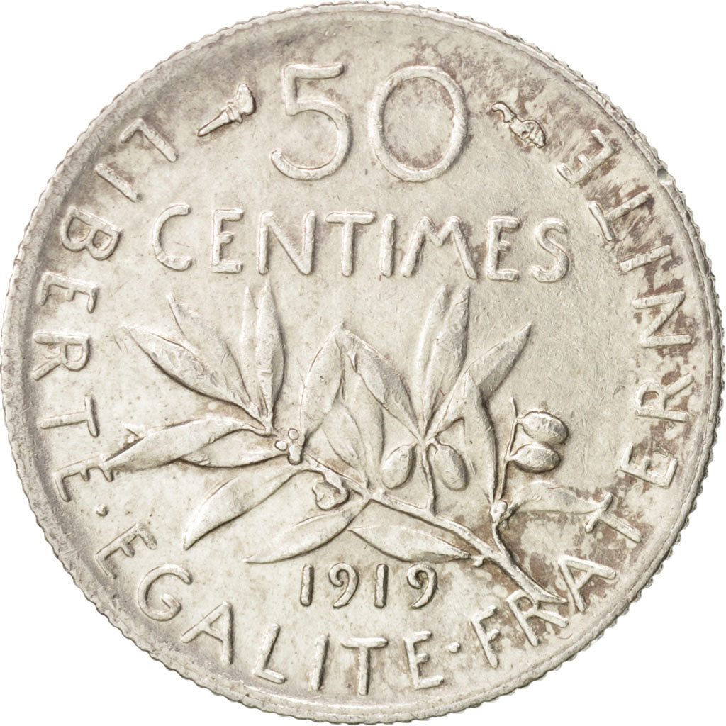 Coin, France, Semeuse, 50 Centimes, 1919, Paris, MS(60-62), Silver, KM:854
