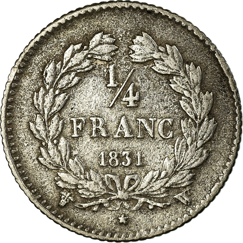 Moneda, Francia, Louis-Philippe, 1/4 Franc, 1831, Lille, BC+, Plata, KM:740.13