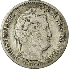 Moeda, França, Louis-Philippe, 1/4 Franc, 1837, Lille, VF(30-35), Prata