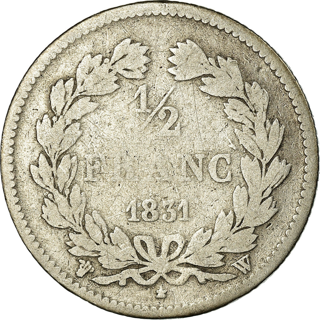 Munten, Frankrijk, Louis-Philippe, 1/2 Franc, 1831, Lille, ZG+, Zilver