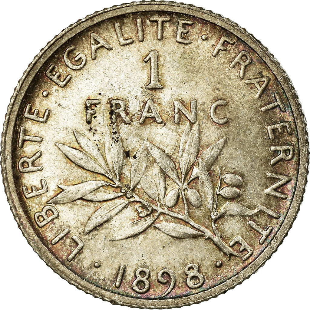 Coin, France, Semeuse, Franc, 1898, Paris, MS(60-62), Silver, KM:844.1
