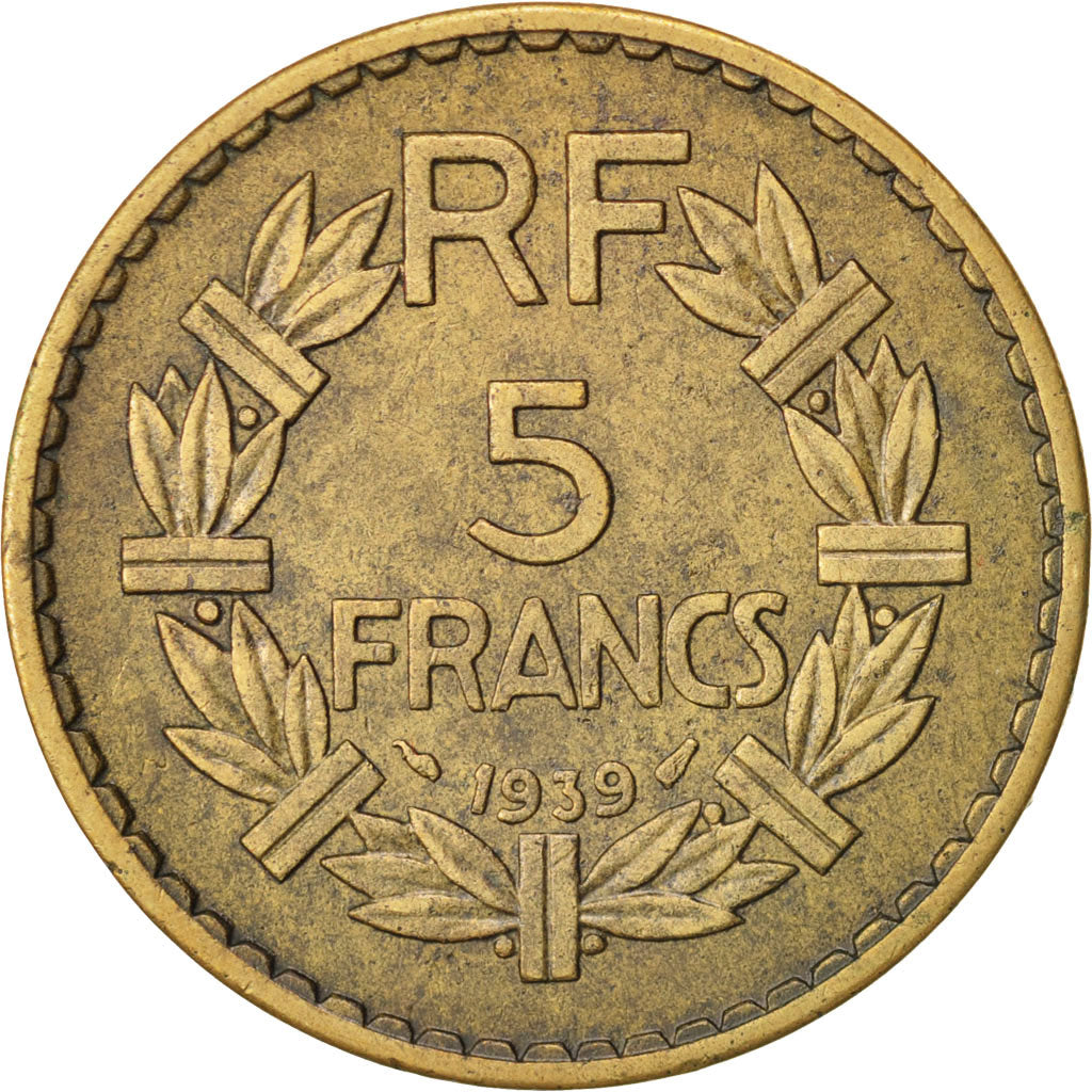 Coin, France, Lavrillier, 5 Francs, 1939, EF(40-45), Aluminum-Bronze, KM:888a.1