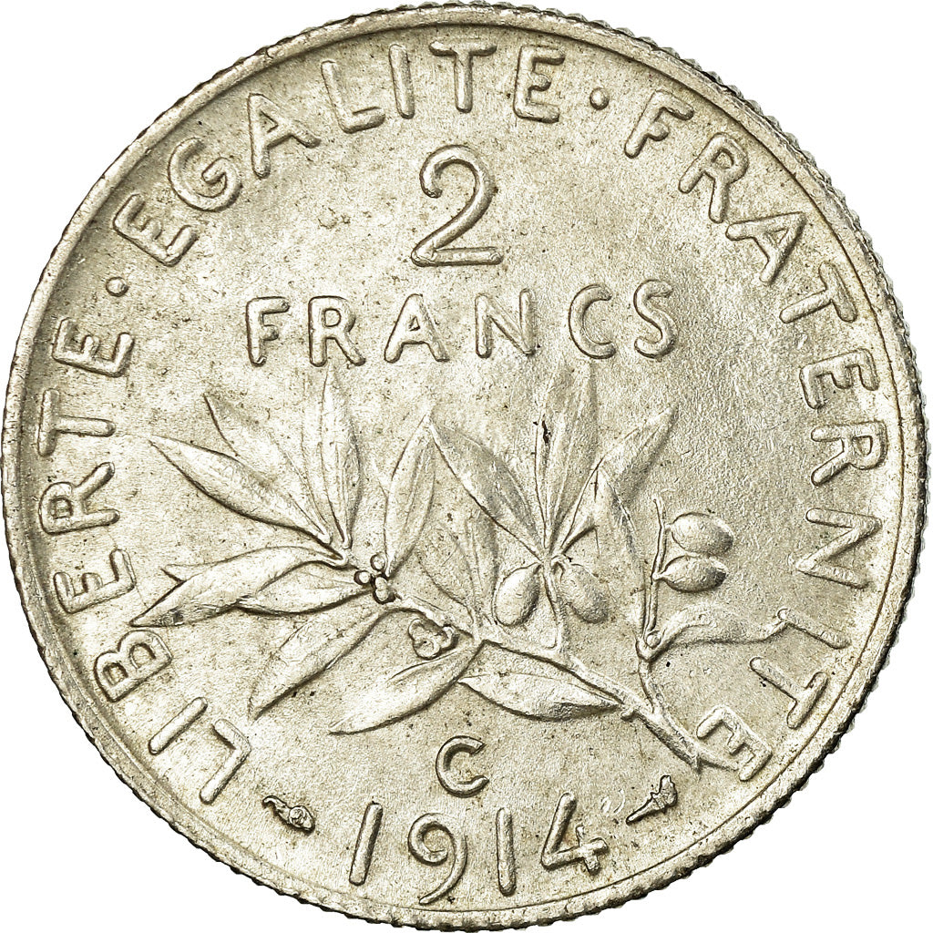 Coin, France, Semeuse, 2 Francs, 1914, Castelsarrasin, MS(60-62), Silver