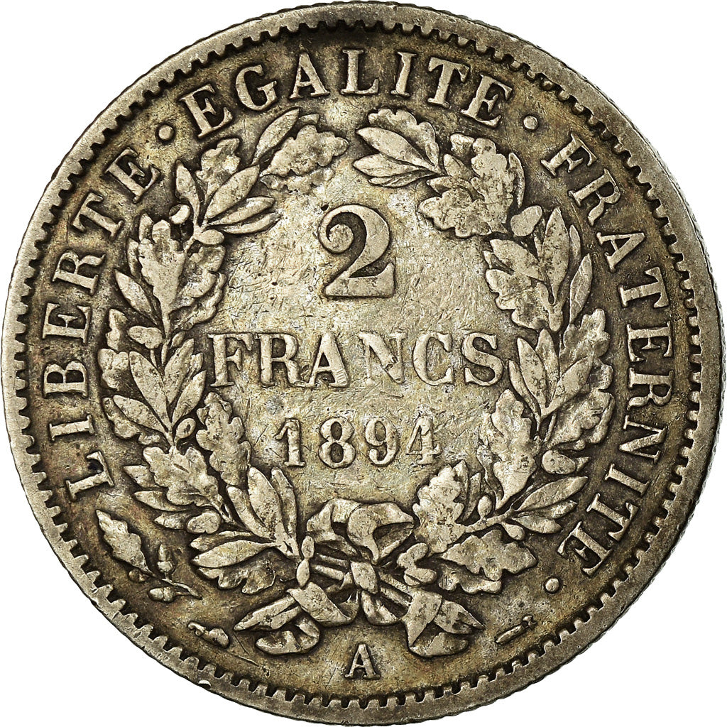 Münze, Frankreich, Cérès, 2 Francs, 1894, Paris, S+, Silber, KM:817.1