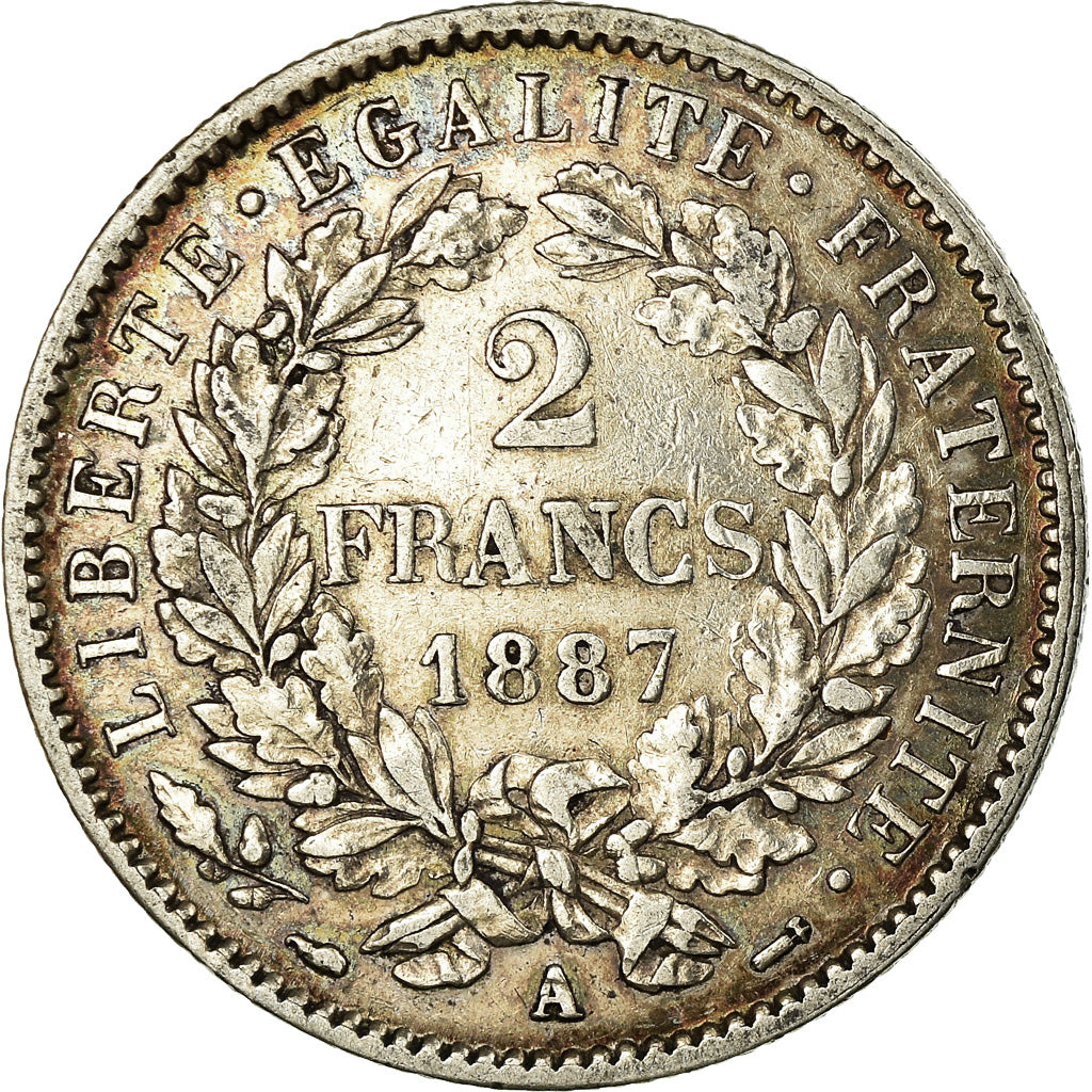 Coin, France, Cérès, 2 Francs, 1887, Paris, EF(40-45), Silver, KM:817.1