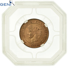 Moneda, Francia, Cérès, 5 Centimes, 1874, Bordeaux, GENI, MS65RD, Bronce