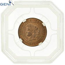 Monnaie, France, Cérès, 5 Centimes, 1877, Bordeaux, GENI, MS64RB, Bronze