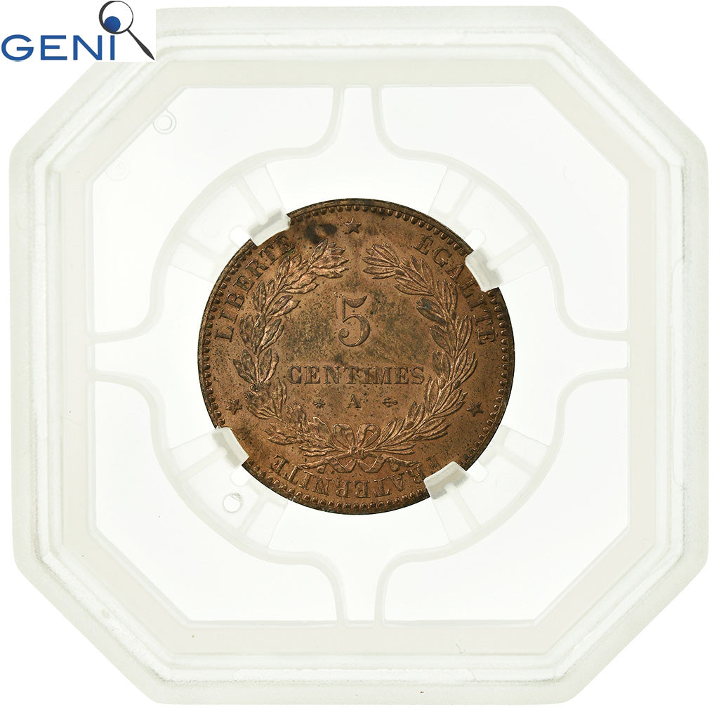 Münze, Frankreich, Cérès, 5 Centimes, 1873, Paris, GENI, MS62RB, Bronze