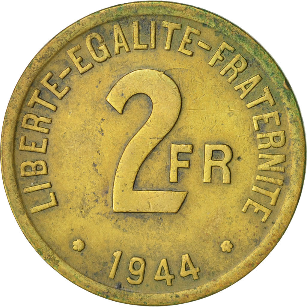 France, France Libre, 2 Francs, 1944, Philadelphia, KM:905