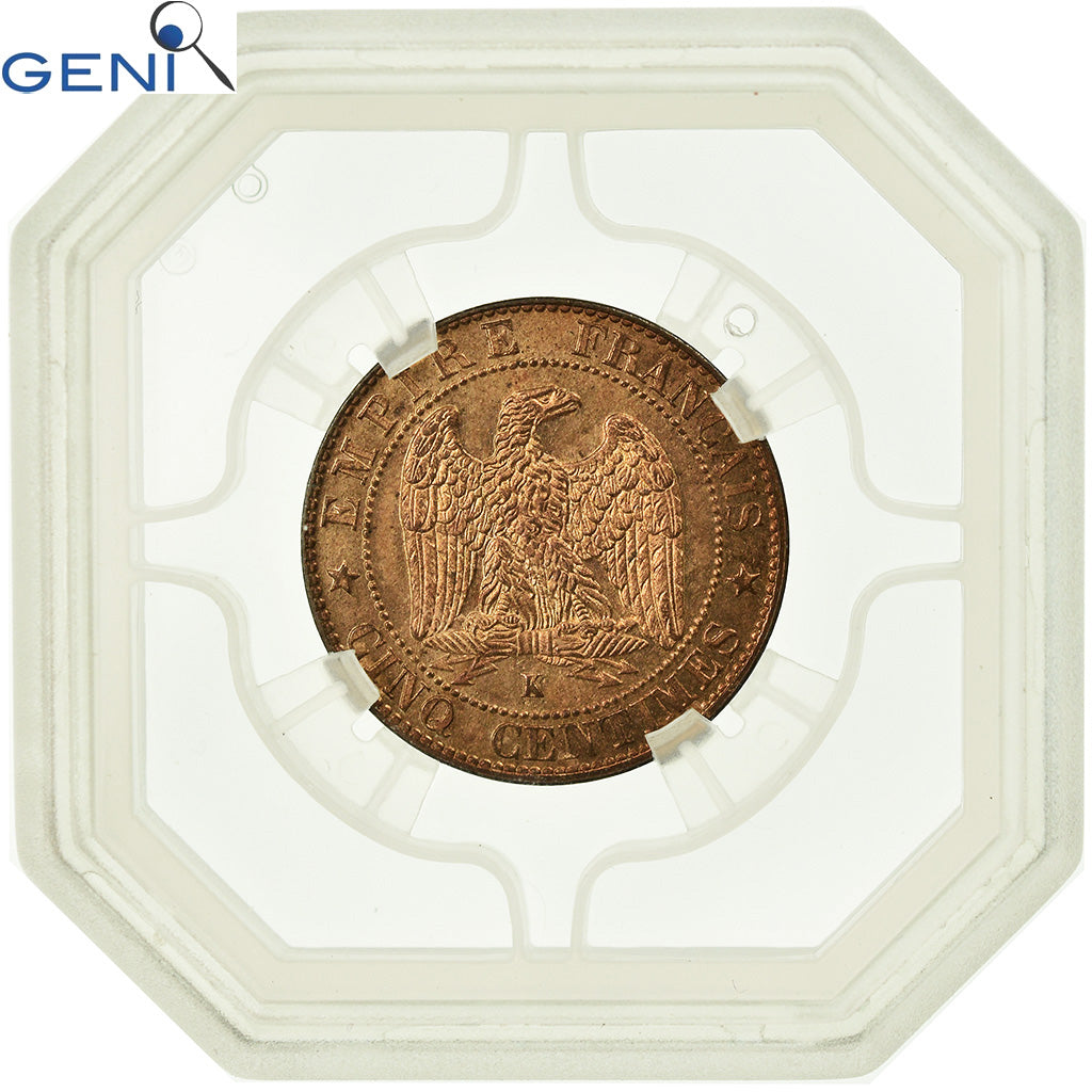 Münze, Frankreich, Napoléon III, 5 Centimes, 1854, Bordeaux, GENI, MS66RD