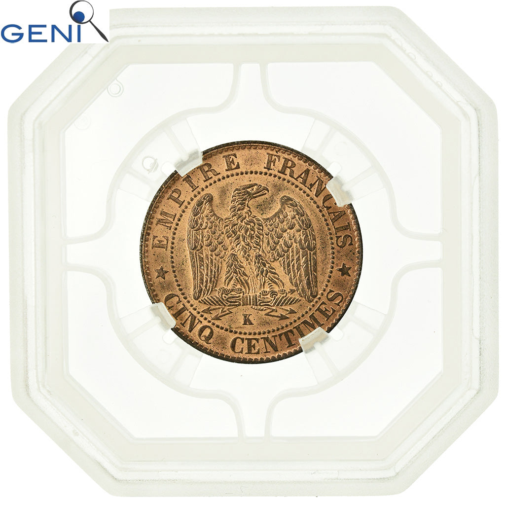 Monnaie, France, Napoléon III, 5 Centimes, 1855, Bordeaux, GENI, MS63RB