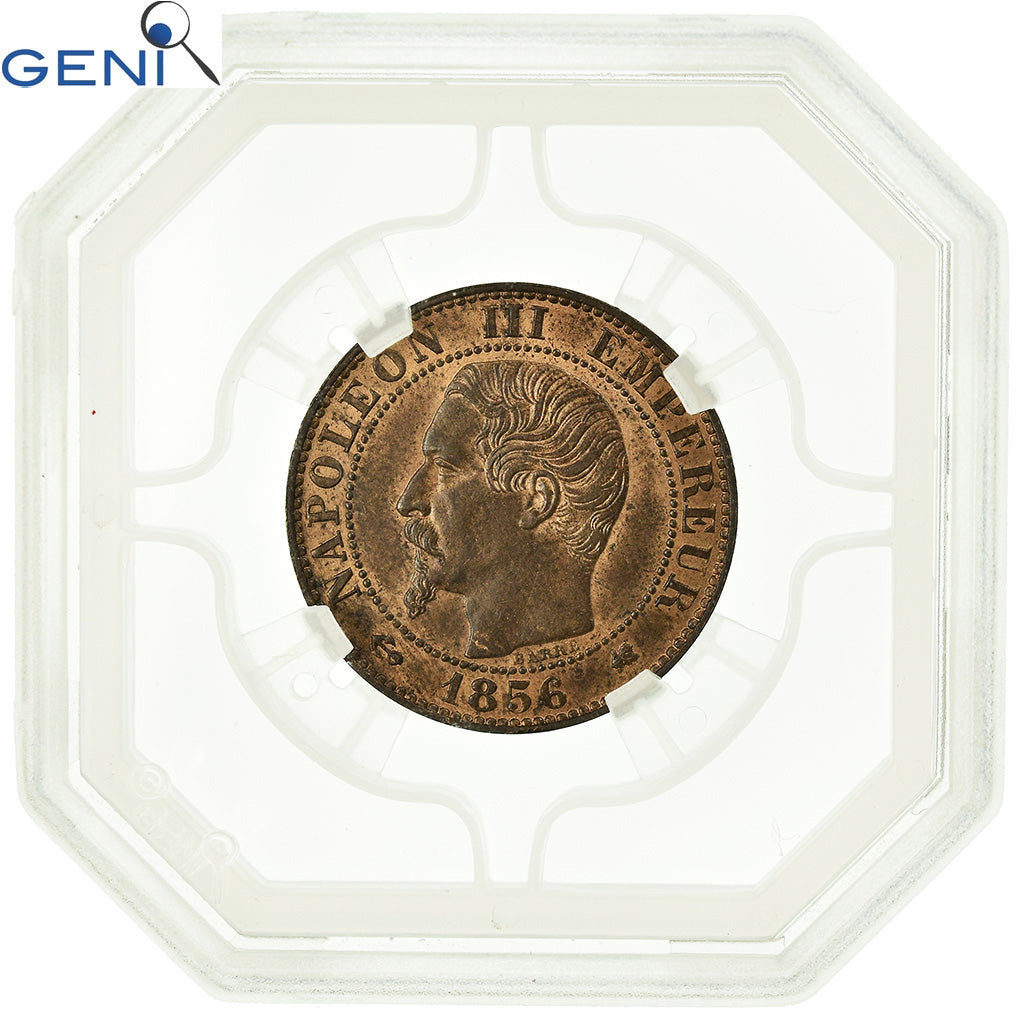 Coin, France, Napoléon III, 5 Centimes, 1856, Bordeaux, GENI, MS63RB, Bronze