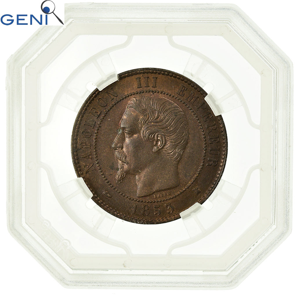Coin, France, Napoléon III, 10 Centimes, 1853, Bordeaux, GENI, MS64BR, Bronze