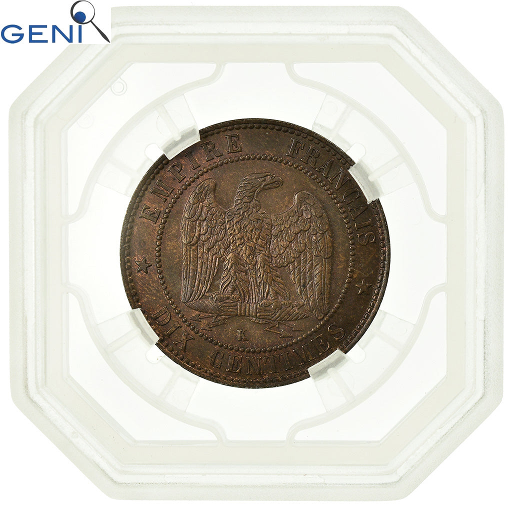Coin, France, Napoléon III, 10 Centimes, 1853, Bordeaux, GENI, MS64BR, Bronze