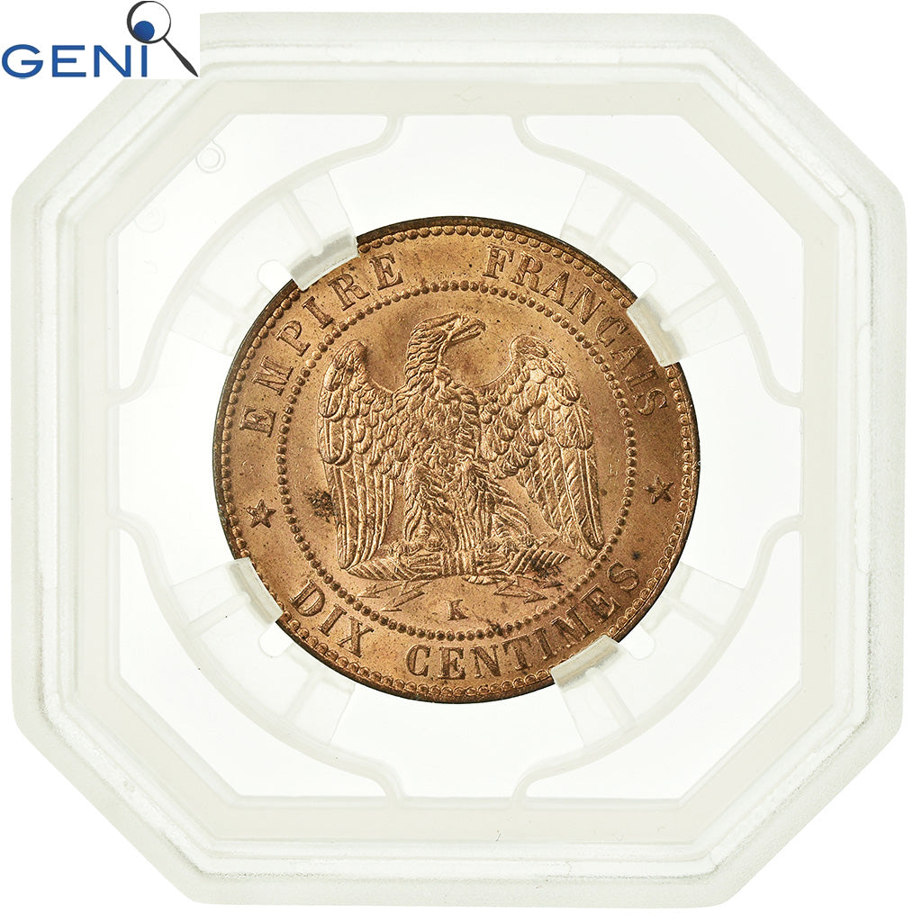 Monnaie, France, Napoléon III, 10 Centimes, 1854, Bordeaux, GENI, MS64RD