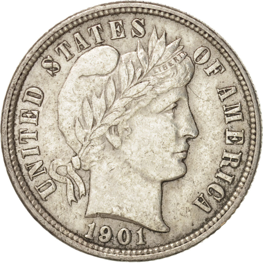Coin, United States, Barber Dime, Dime, 1901, U.S. Mint, Philadelphia