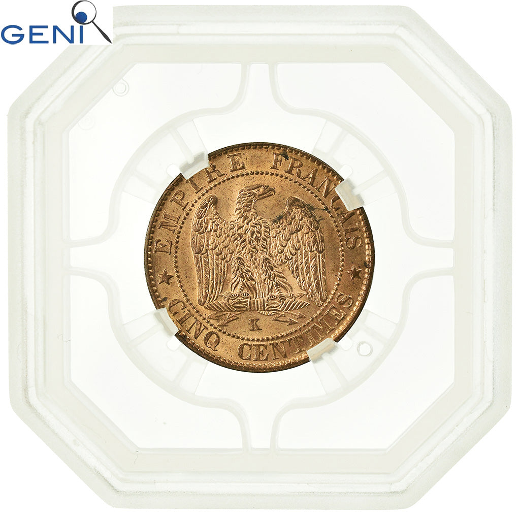 Moneta, Francja, Napoléon III, 5 Centimes, 1861, Bordeaux, GENI, MS64RD