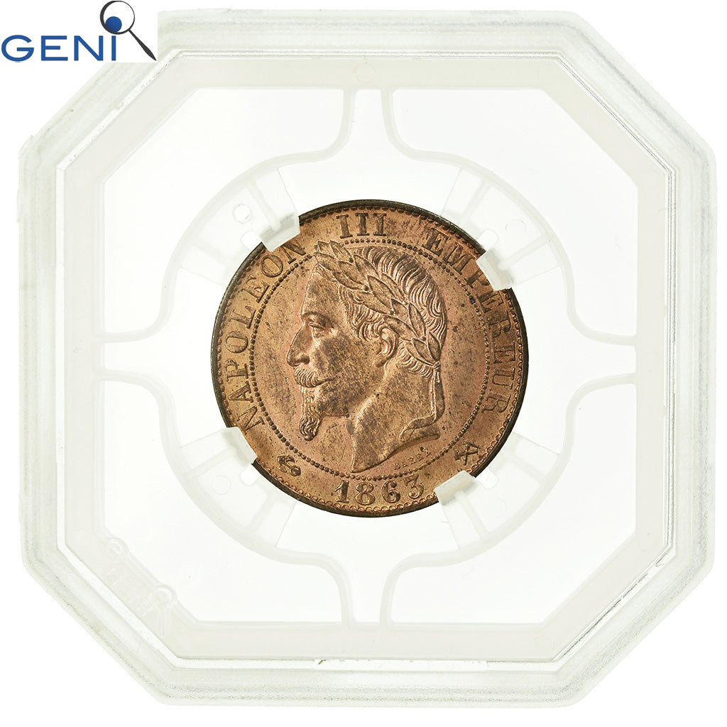 Moneta, Francia, Napoléon III, 5 Centimes, 1863, Bordeaux, GENI, MS63RD